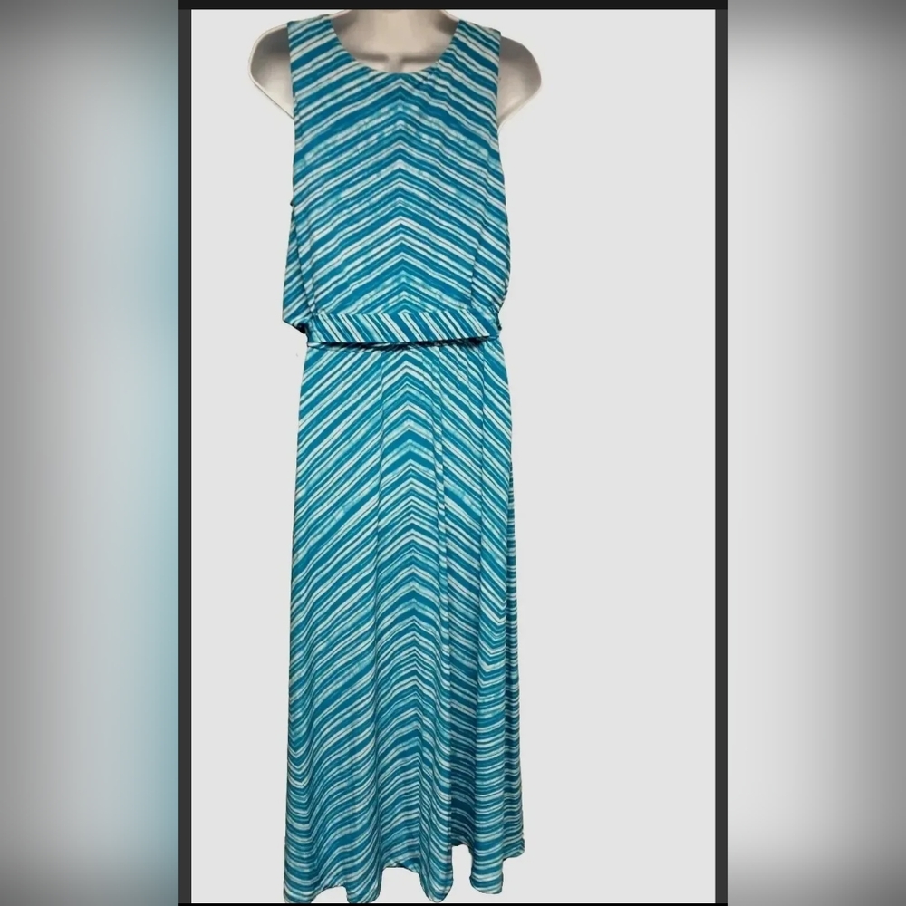 Calvin Klein Chevron Stripe Sleeveless Maxi Dress Size S - Picture 6 of 7